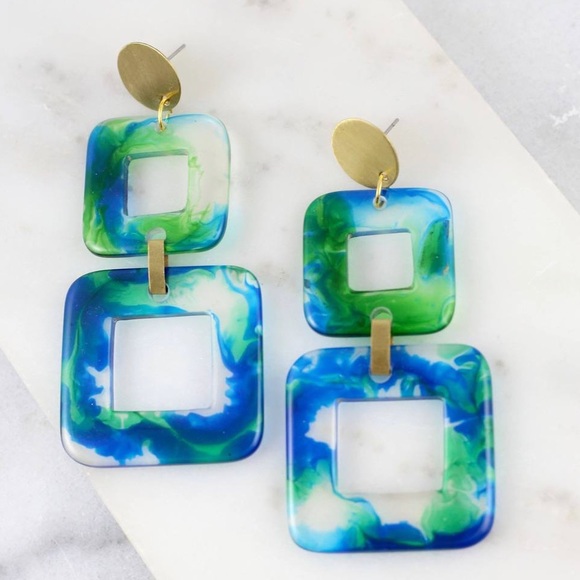 Double Drop Square Post Earring